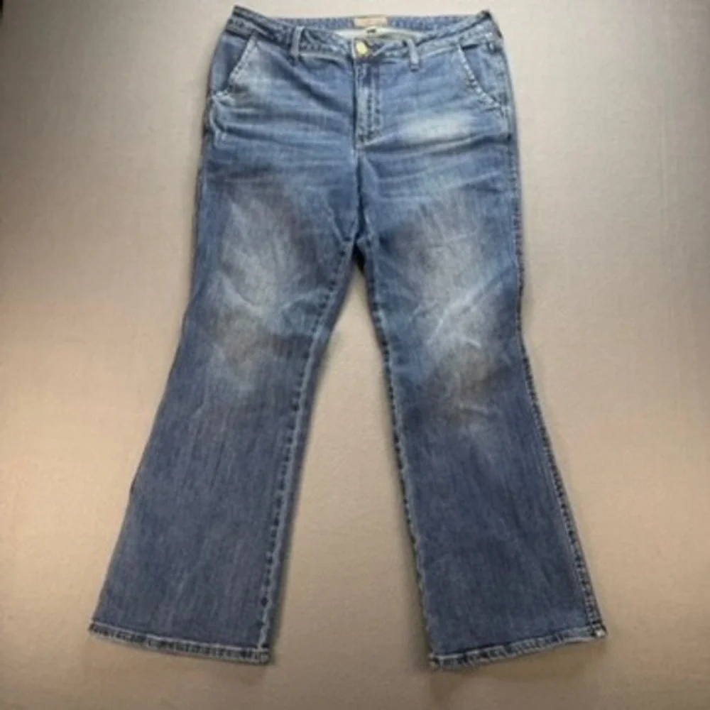 KUT from the Kloth Jeans Women 10 Blue Kelsey Ankle Flare Mid Rise Stretch Denim